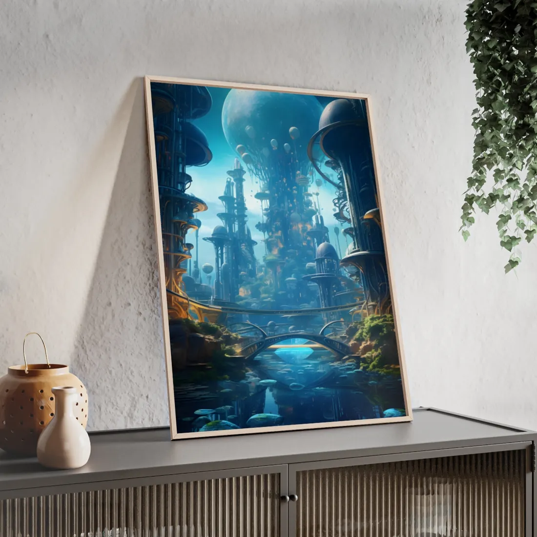 Close-Up Shot: Underwater City of the Future - Framed Poster