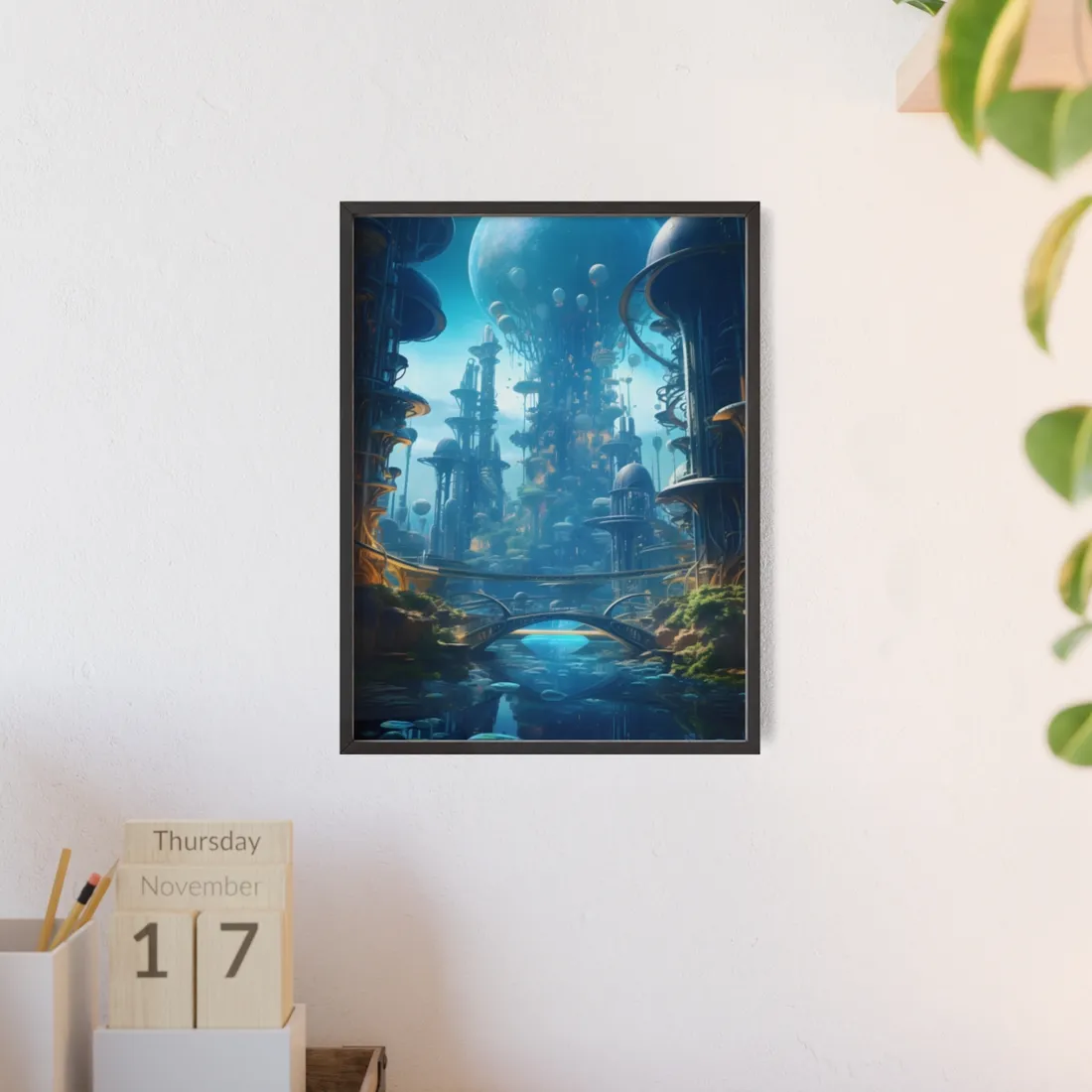 Close-Up Shot: Underwater City of the Future - Framed Poster