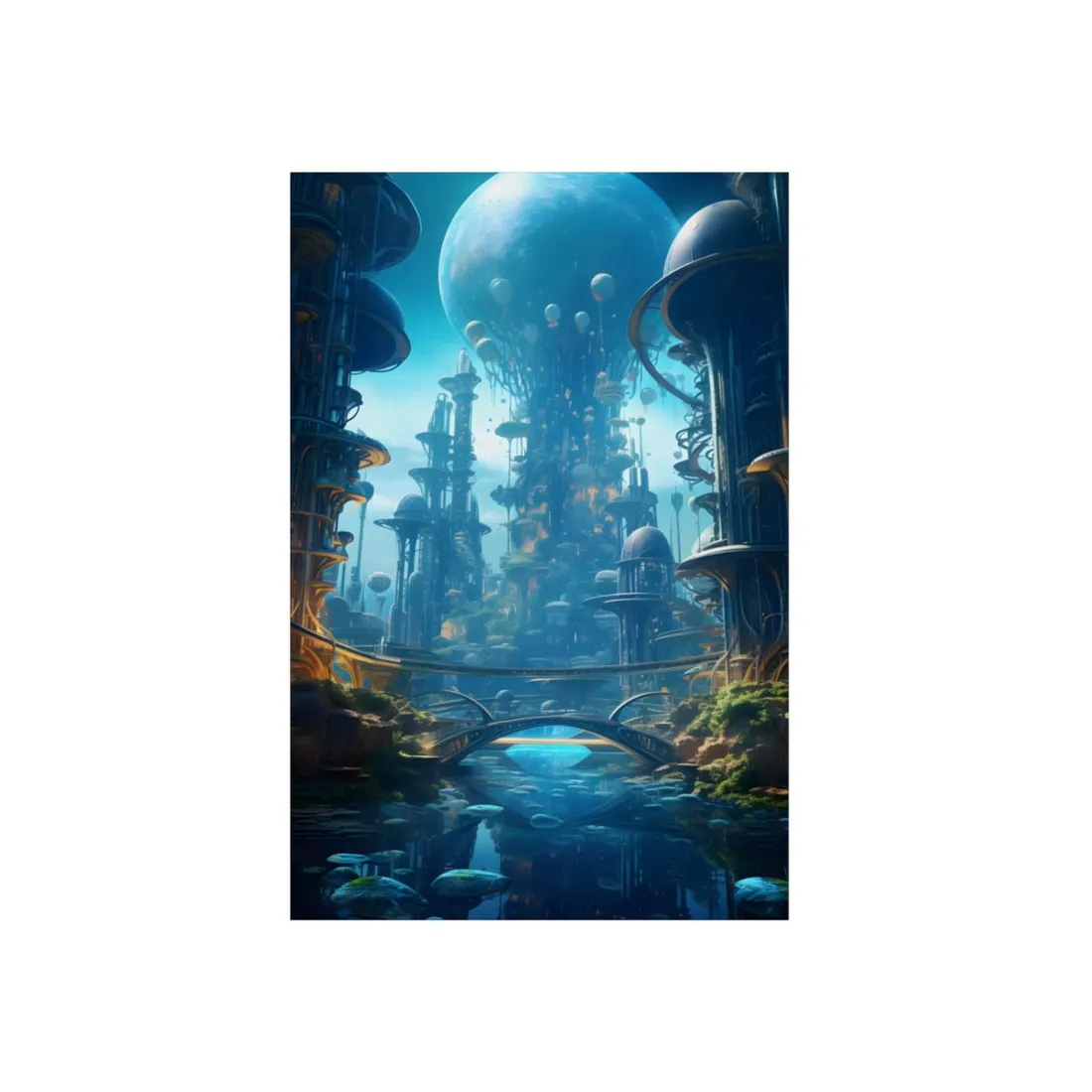 Close-Up Shot: Underwater City of the Future - Metal Poster