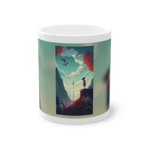 Girl on Cliff Overlooking Tower Mug