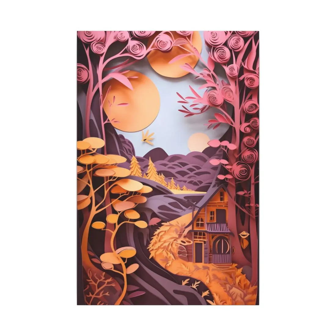 Colorful American Landscape: Paper Quilling Artwork in Full Bloom - Canvas