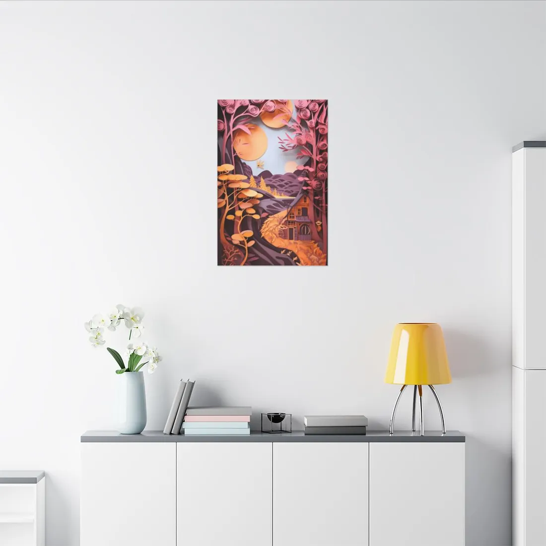Colorful American Landscape: Paper Quilling Artwork in Full Bloom - Canvas