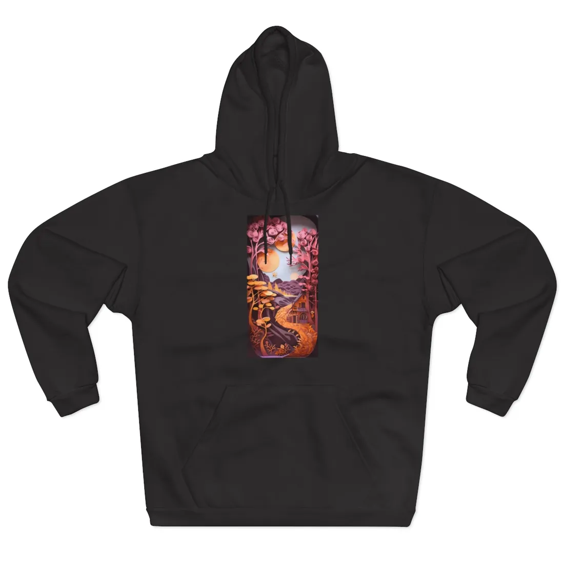 Colorful American Landscape: Paper Quilling Artwork in Full Bloom - Hoodie