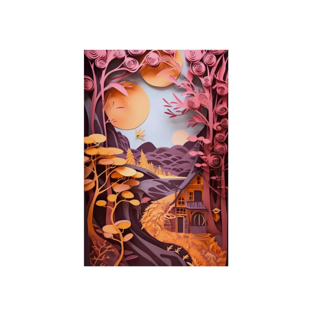 Colorful American Landscape: Paper Quilling Artwork in Full Bloom - Metal Poster