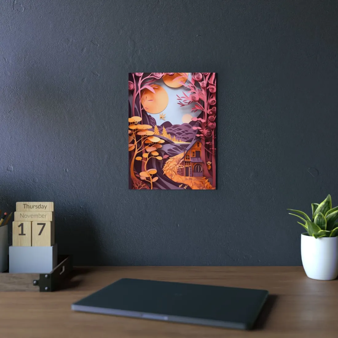 Colorful American Landscape: Paper Quilling Artwork in Full Bloom - Metal Poster