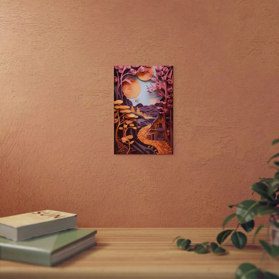 Colorful American Landscape: Paper Quilling Artwork in Full Bloom - Metal Poster