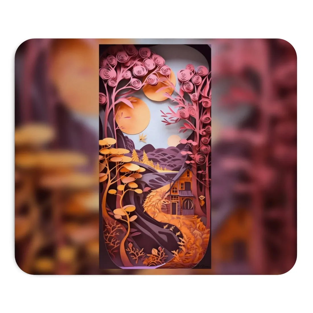 Colorful American Landscape: Paper Quilling Artwork in Full Bloom - Mouse Pad