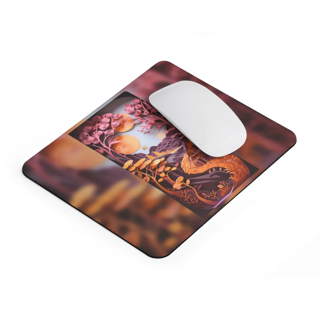 Colorful American Landscape: Paper Quilling Artwork in Full Bloom - Mouse Pad
