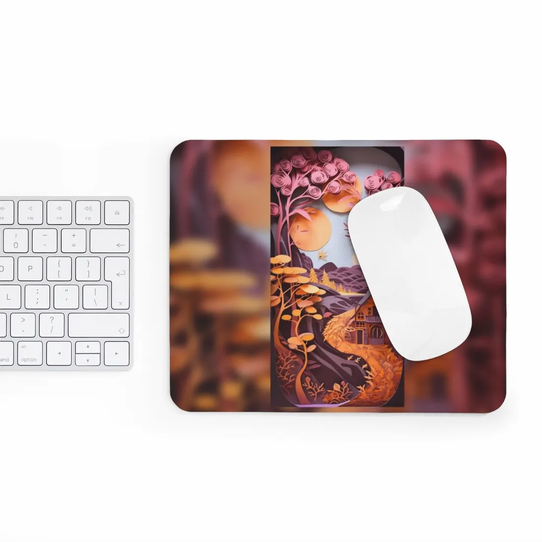 Colorful American Landscape: Paper Quilling Artwork in Full Bloom - Mouse Pad
