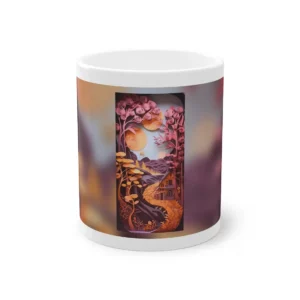 Paper Cut Pink Trees Sunset Mug