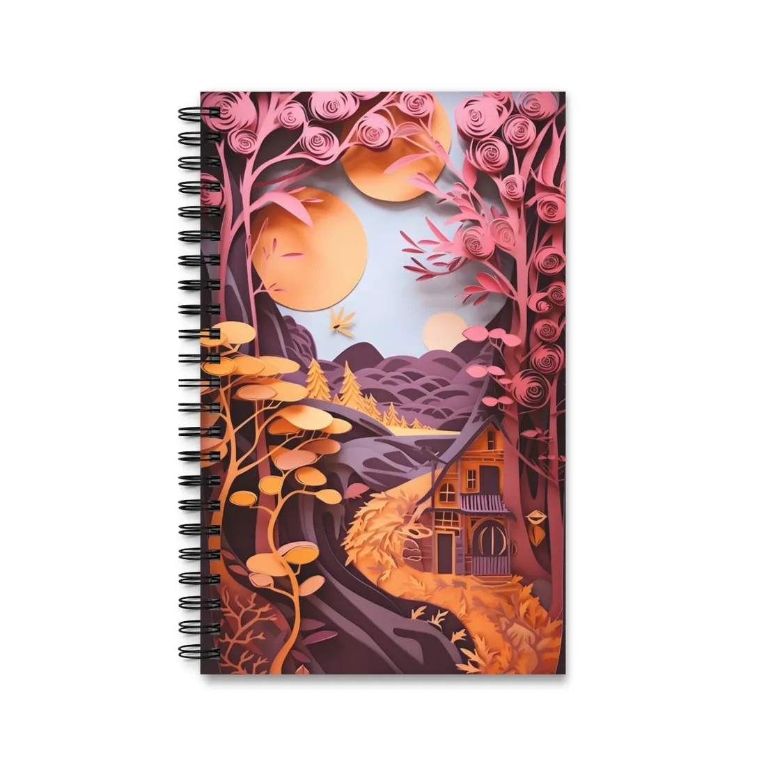 Colorful American Landscape: Paper Quilling Artwork in Full Bloom - Spiral Notebook