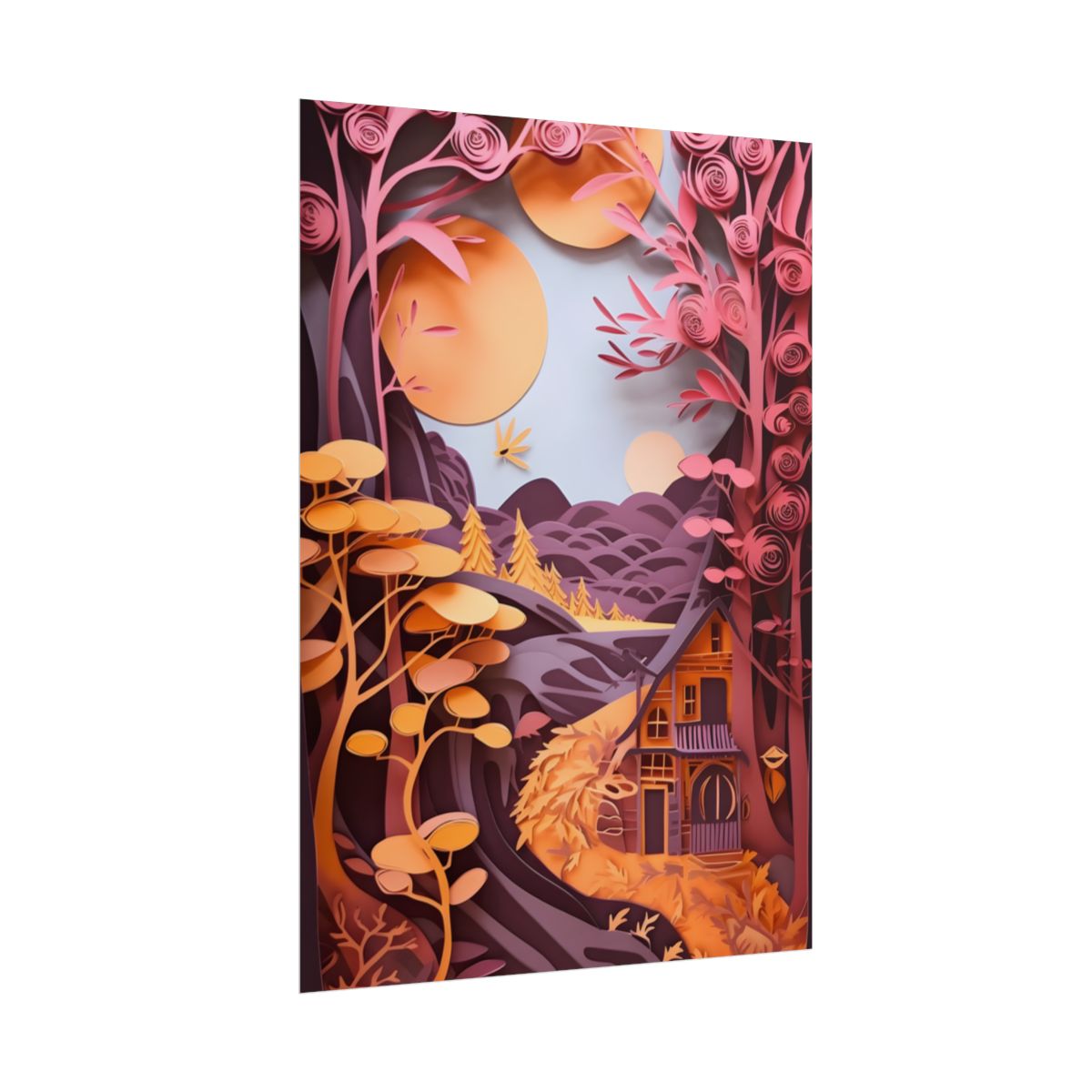 Colorful American Landscape: Paper Quilling Artwork in Full Bloom - Poster