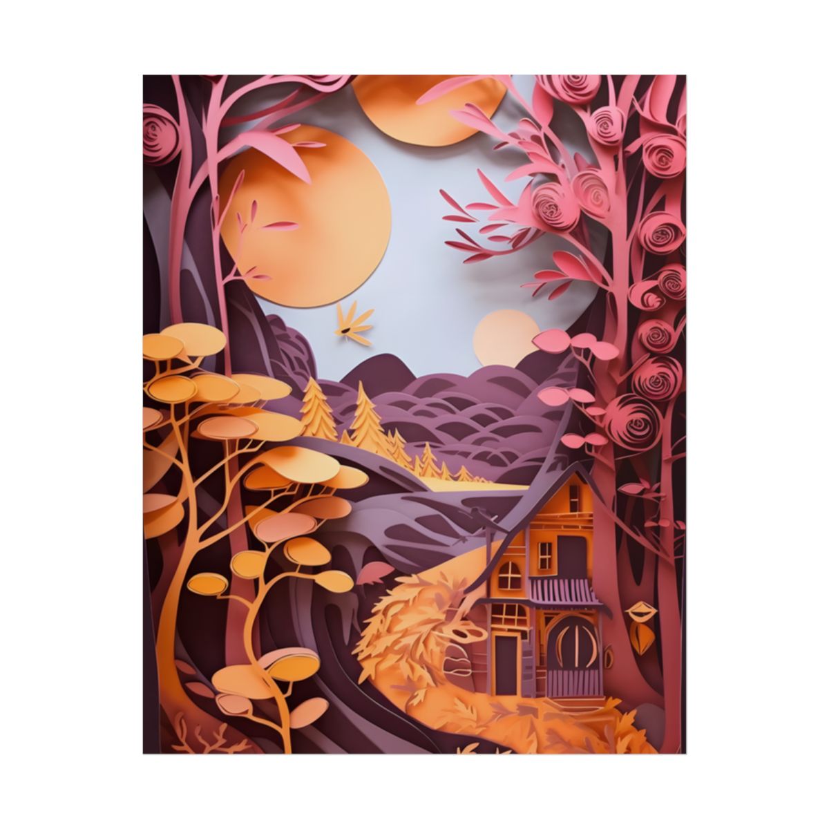 Colorful American Landscape: Paper Quilling Artwork in Full Bloom - Poster