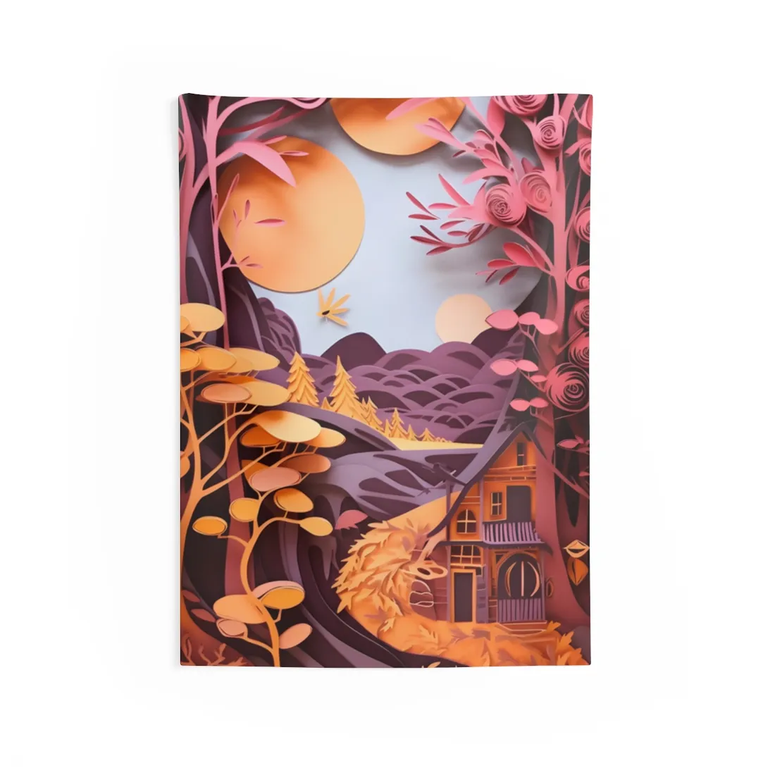 Colorful American Landscape: Paper Quilling Artwork in Full Bloom - Wall Tapestry
