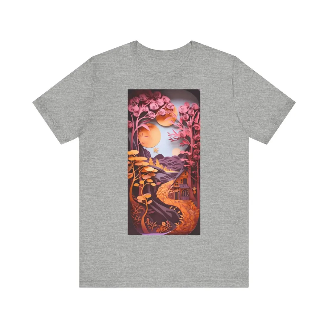 Colorful American Landscape: Paper Quilling Artwork in Full Bloom - T-Shirt