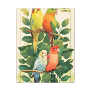 Colorful Parakeets on Branches Canvas Print