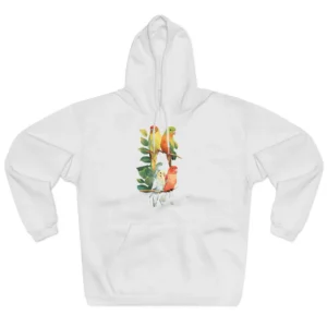 Colorful Parakeets on Branches Hoodie