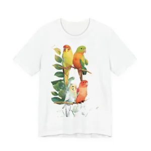Colorful Parakeets on Branches T-Shirt