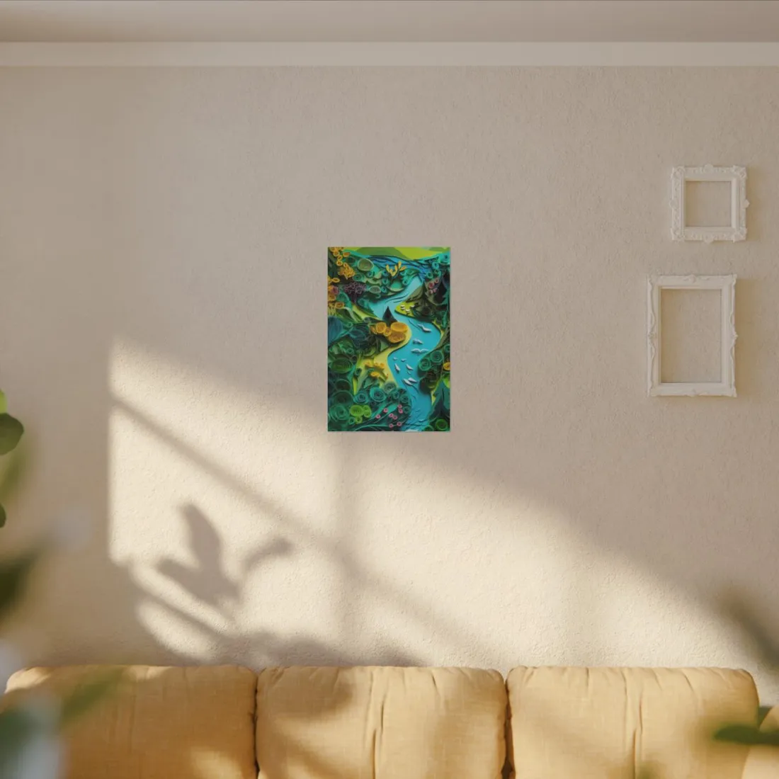 Colorful European Paper Quilling Artwork: Geometric Landscapes - Canvas