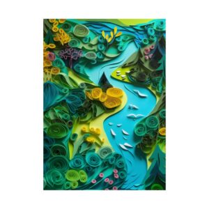 Paper Quilling River Landscape Poster