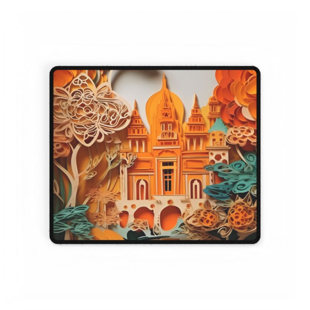 Colorful Indian Paper Quilling Art: Beautiful Landscape - Desk Mat