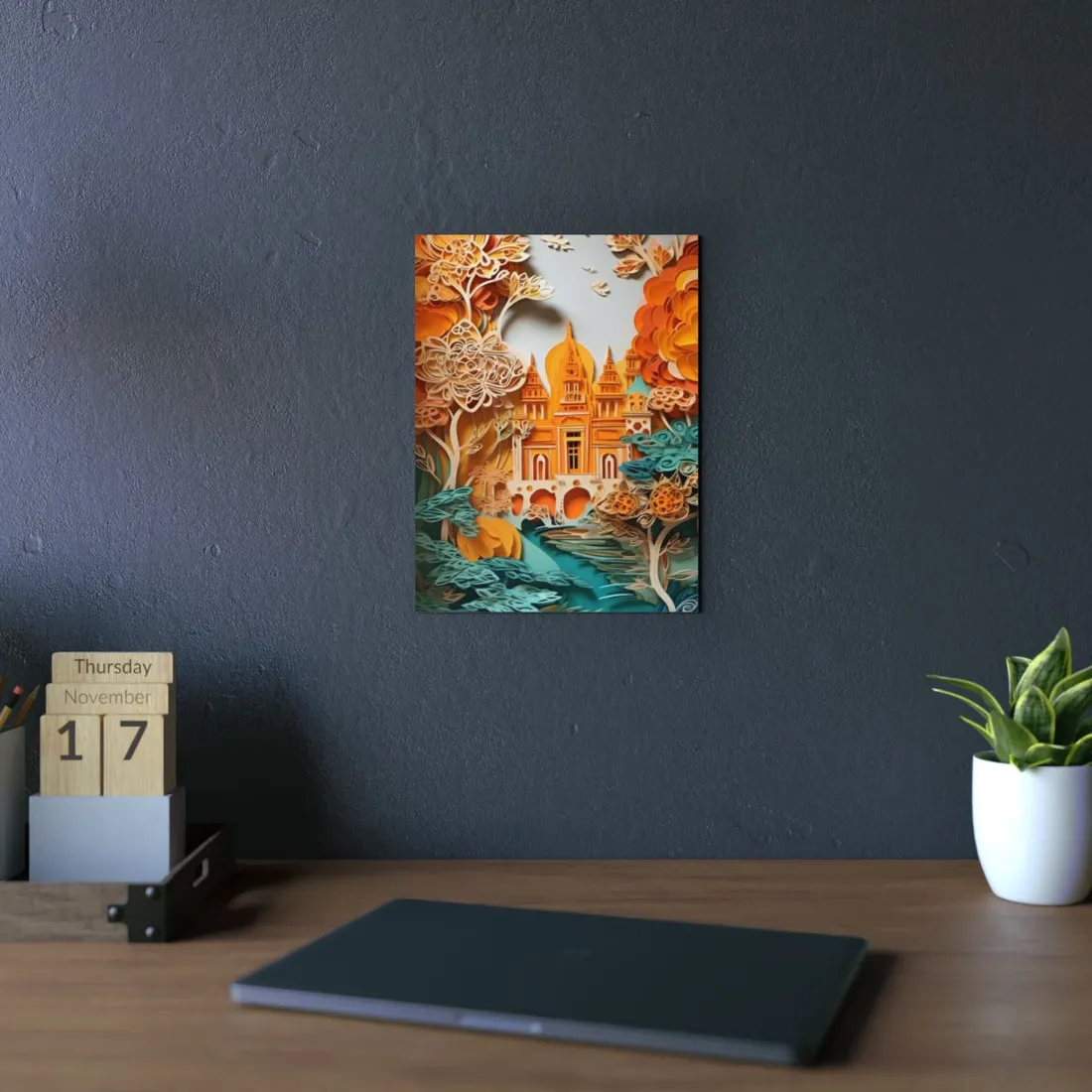 Colorful Indian Paper Quilling Art: Beautiful Landscape - Metal Poster