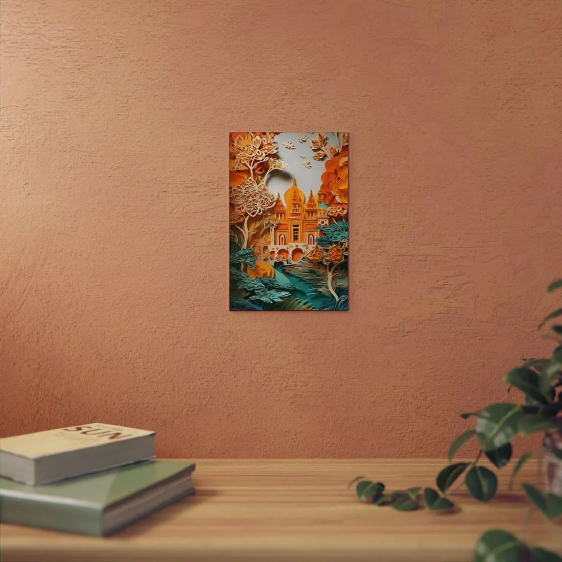 Colorful Indian Paper Quilling Art: Beautiful Landscape - Metal Poster