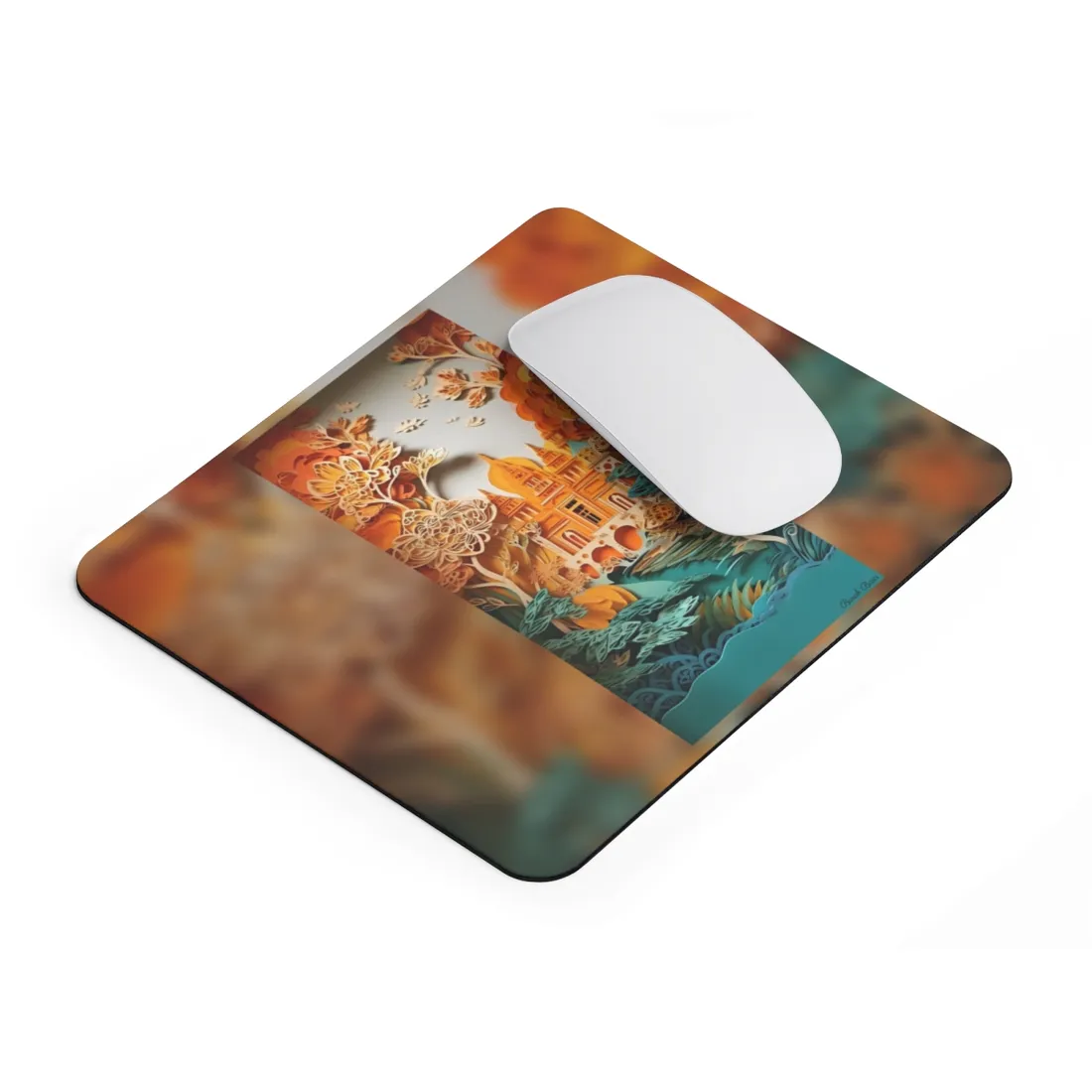 Colorful Indian Paper Quilling Art: Beautiful Landscape - Mouse Pad