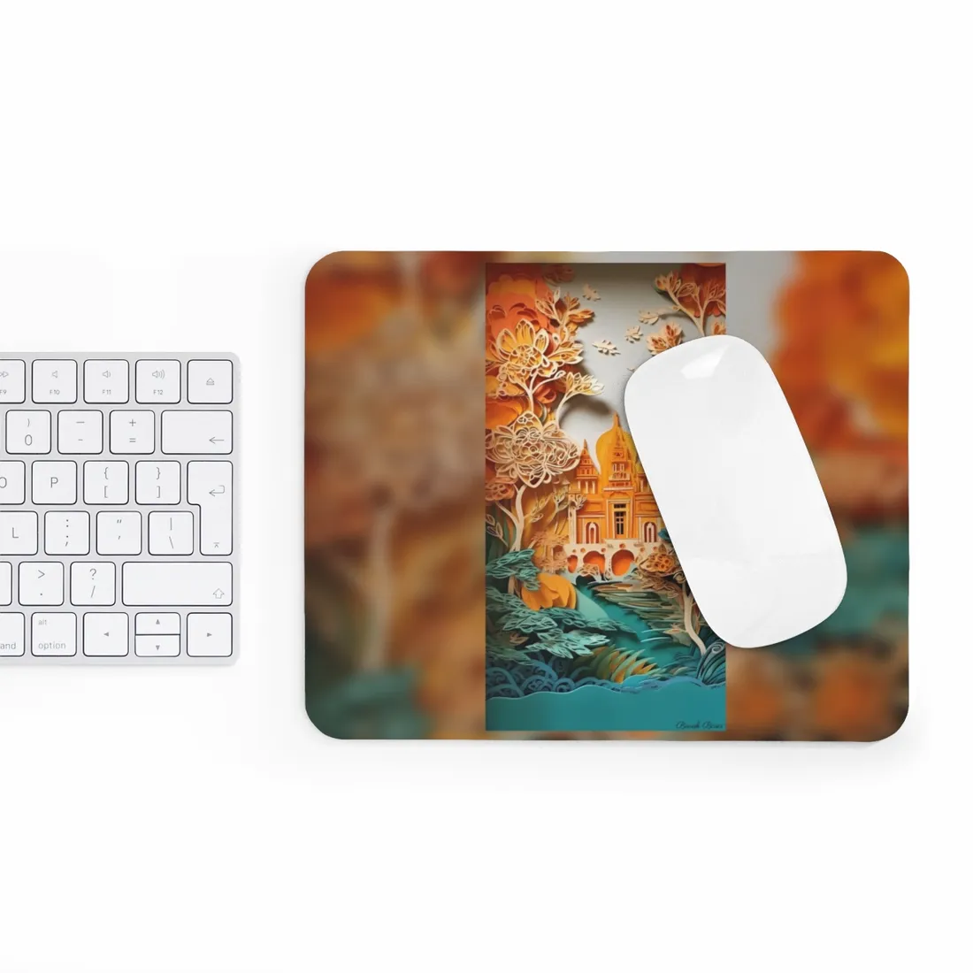 Colorful Indian Paper Quilling Art: Beautiful Landscape - Mouse Pad