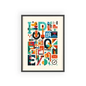 Abstract Geometric Letterforms Framed Poster
