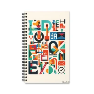 Abstract Geometric Letterforms Spiral Notebook