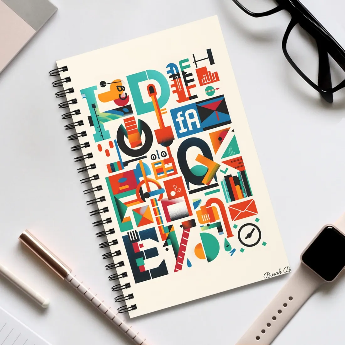 Colorful Infographic: Statistics Explained with Letter L - Spiral Notebook