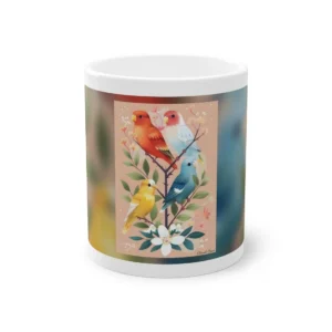 Parakeets on a Blossom Branch Mug