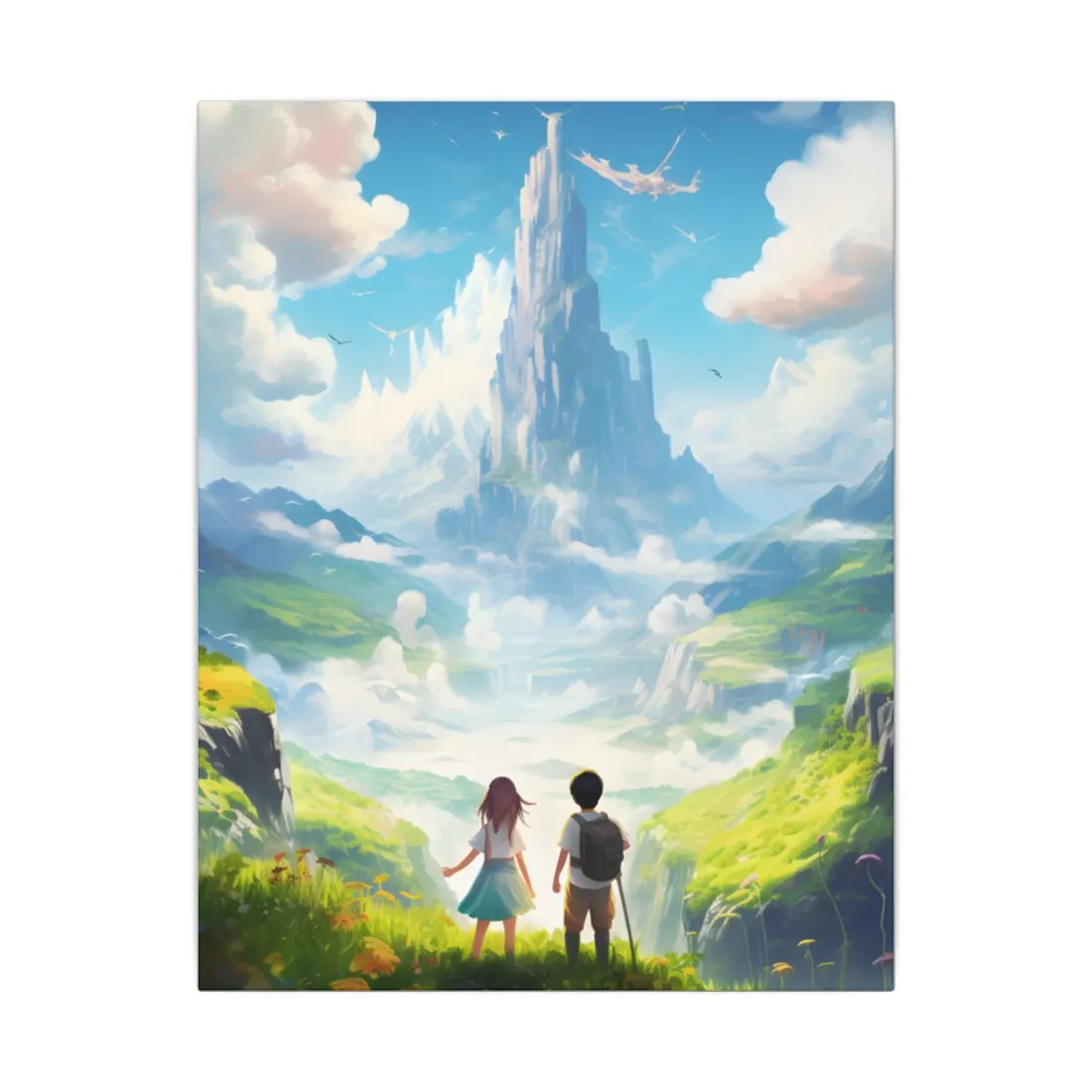 Colorful Meadow Friends: A Joyful Landscape Scene - Canvas