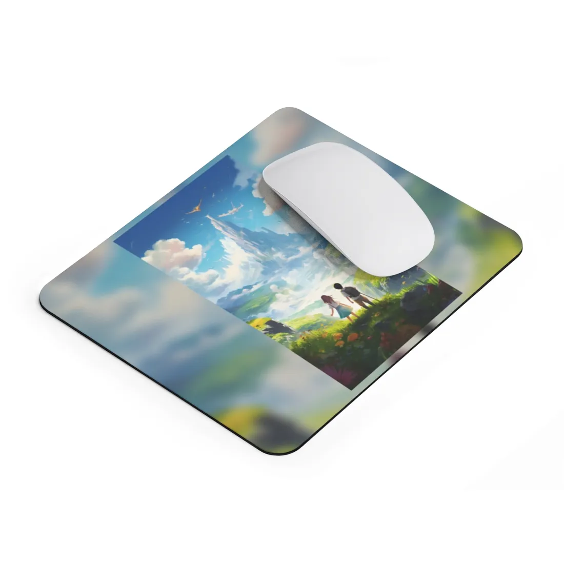 Colorful Meadow Friends: A Joyful Landscape Scene - Mouse Pad