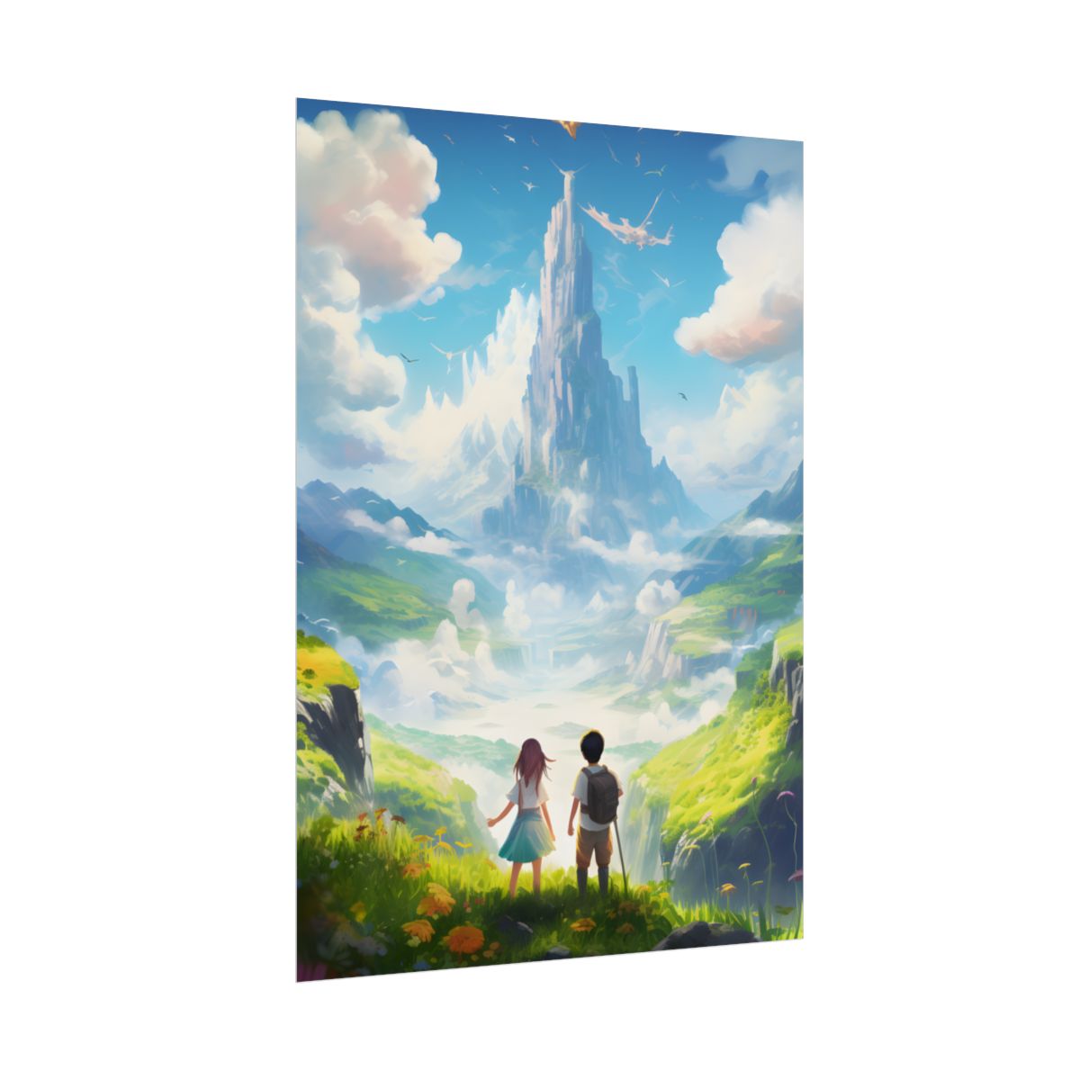 Colorful Meadow Friends: A Joyful Landscape Scene - Poster