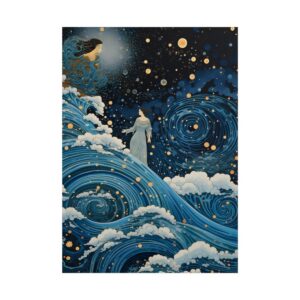 Woman Standing on Waves Poster
