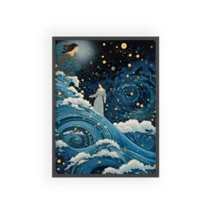 Woman Standing on Waves Framed Poster