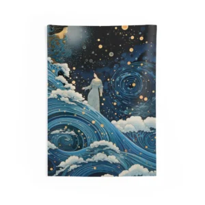 Woman Standing on Waves Wall Tapestry