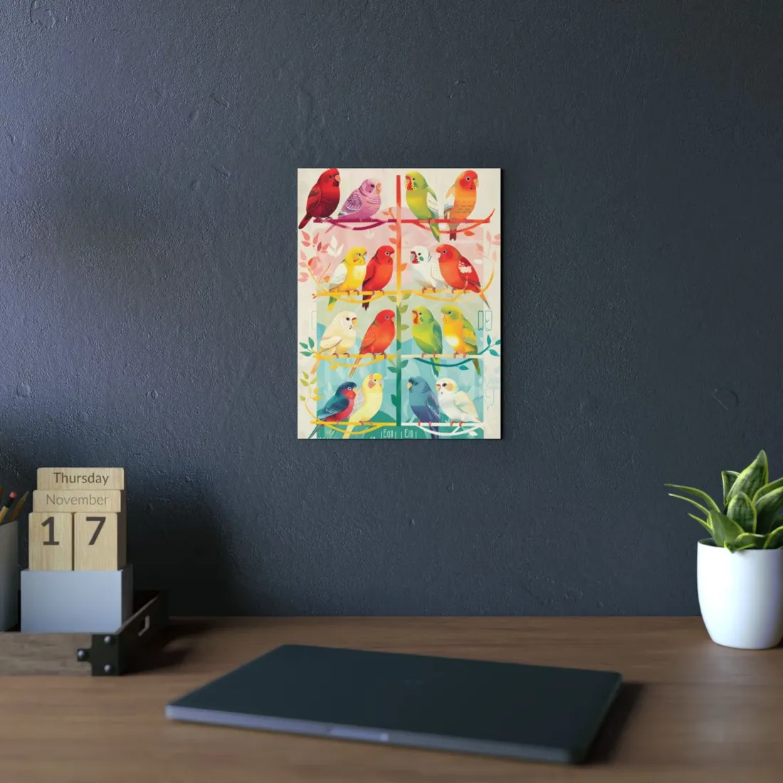 Colorful Parrots: Tropical Bird - Metal Poster