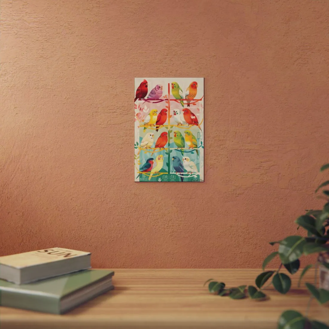 Colorful Parrots: Tropical Bird - Metal Poster