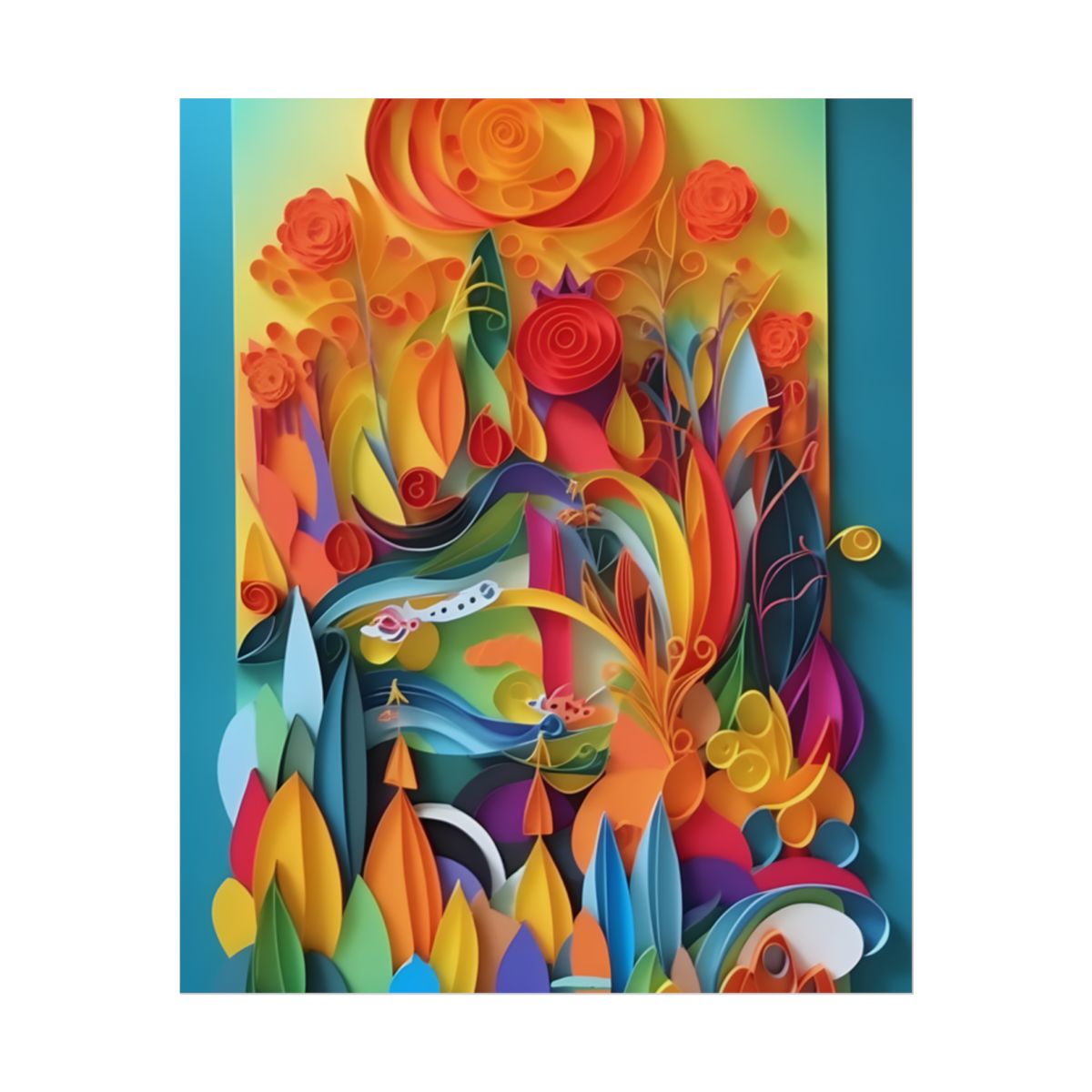Colorful Quilled Indian Landscape Artwork - Poster