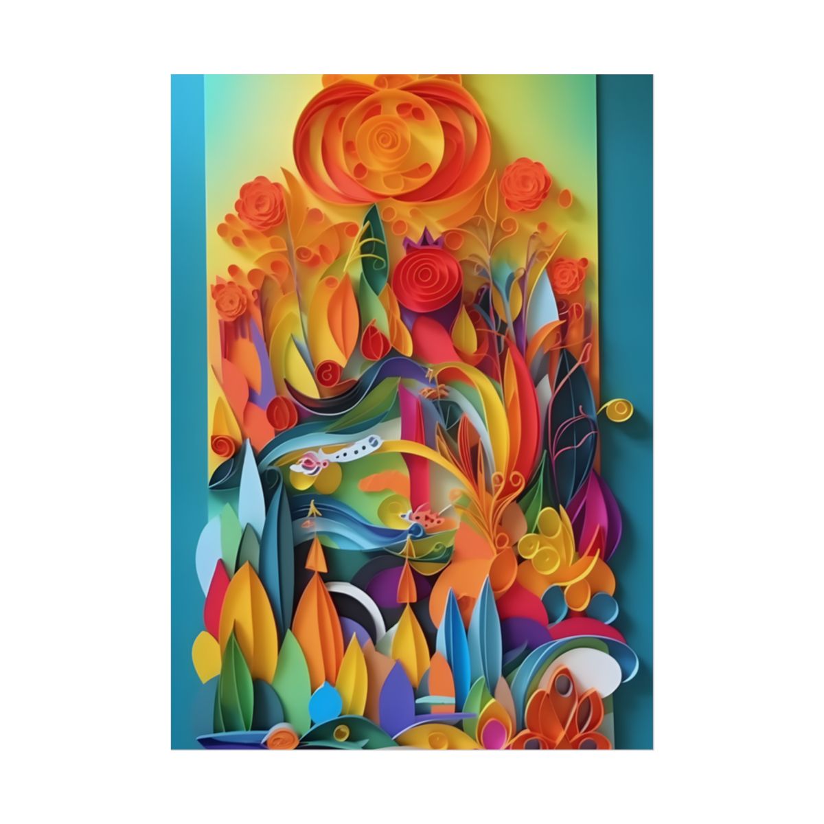 Colorful Quilled Indian Landscape Artwork - Poster