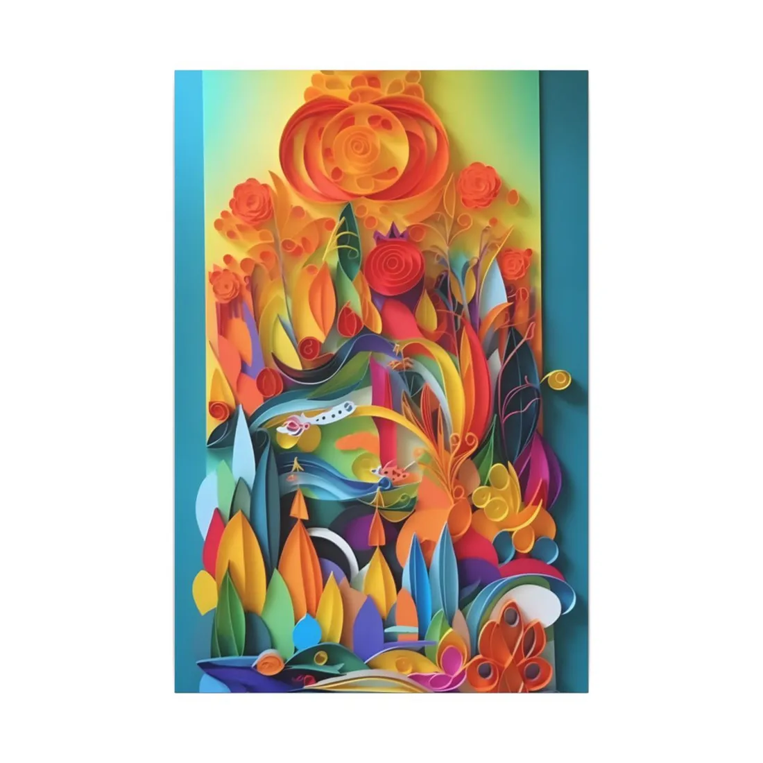 Colorful Quilled Indian Landscape - Canvas