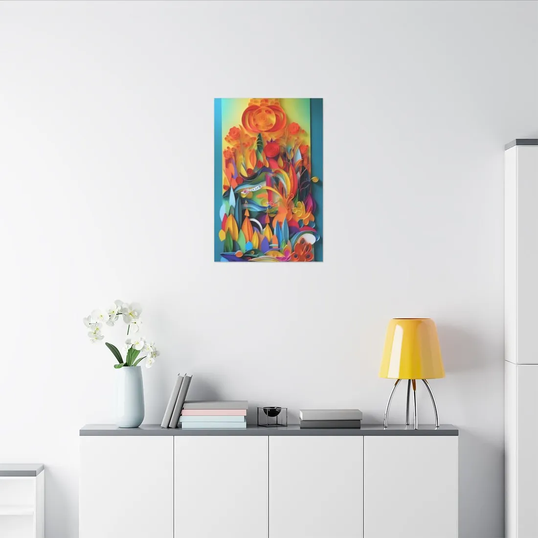 Colorful Quilled Indian Landscape - Canvas