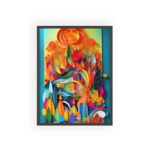 Layered Paper Flower Garden Framed Poster