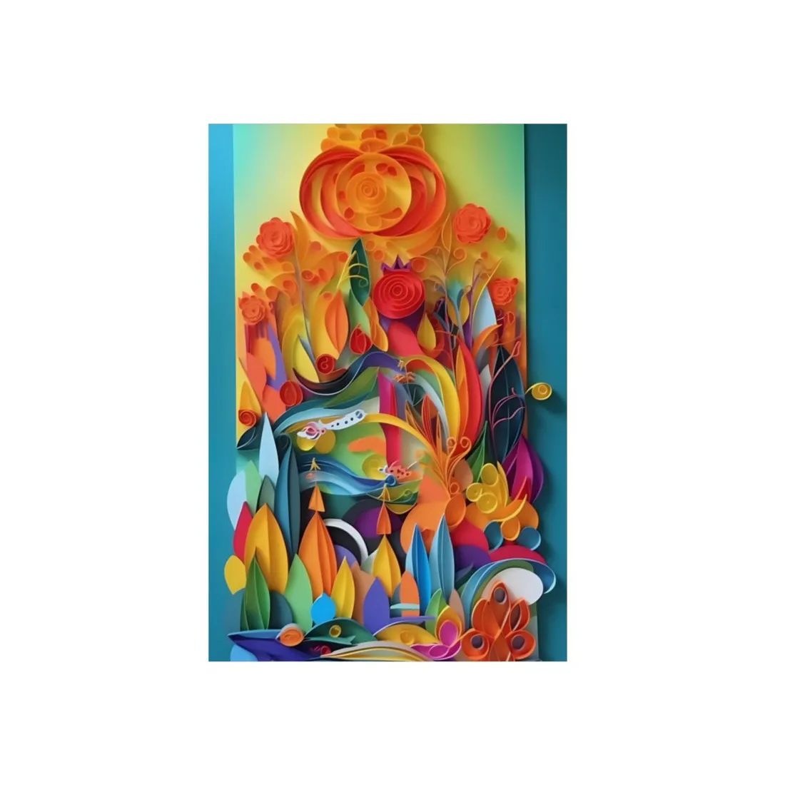 Colorful Quilled Indian Landscape - Metal Poster