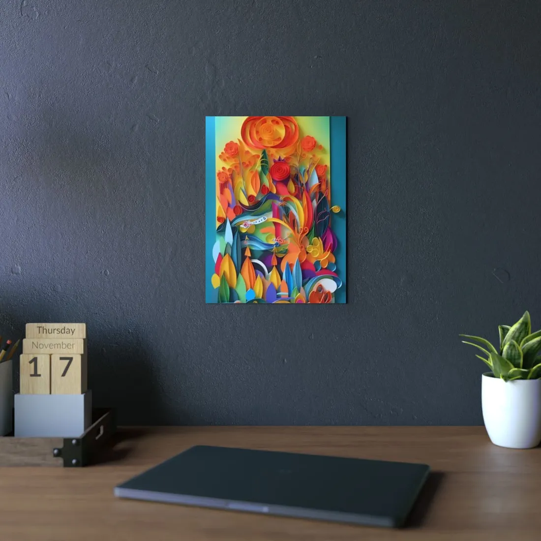 Colorful Quilled Indian Landscape - Metal Poster