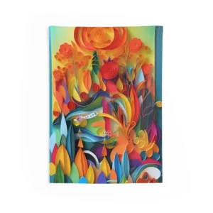 Layered Paper Flower Garden Wall Tapestry