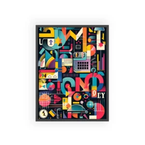 Geometric Abstract Letterform Poster Framed Poster